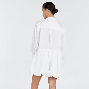 VIOLET WHITE LINEN MINI DRESS.